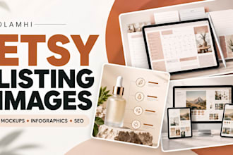 design etsy listing images, product infographics and mockups