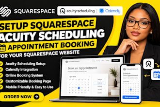 setup squarespace acquity scheduling, calendly for online booking website
