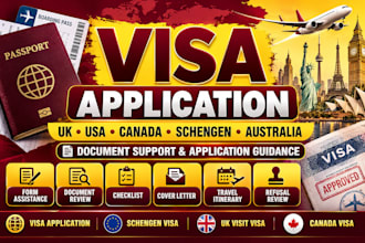 assist UK USA canada schengen australia visa application and documents
