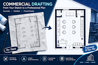 create barbershop layouts and city permit drawings for commercial retail spaces