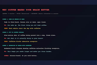 write youtube and short form video script