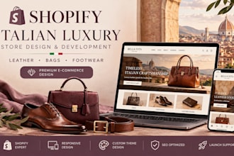 build shopify stores for italian artisan leather, luxury bags and footwear brand