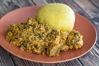 teach you on how you can make eba with egusi soup with assorted meats