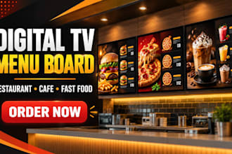 design digital TV menu boards for restaurants and cafes