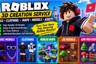 create custom roblox ugc, clothing, maps, 3d models and lowpoly assets