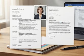 create a professional german CV and cover letter