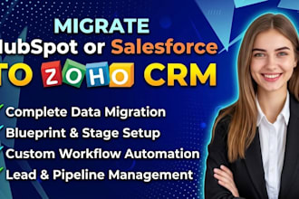 migrate hubspot or salesforce to zoho crm, setup blueprint and workflows