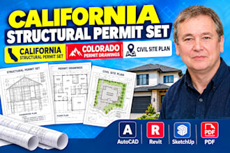 california structural permit set, colorado permit drawings, civil site plan