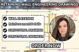 design engineered retaining wall drawings, sections and reinforcement details
