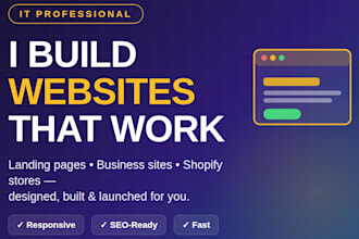 build a professional website, landing page or shopify store