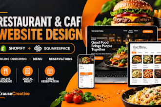 design shopify squarespace restaurant cafe food website