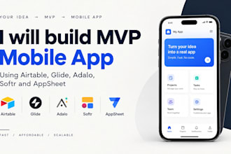 build mvp mobile app using airtable glide client portal adalo softr and appsheet
