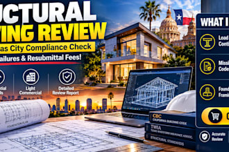 review structural drawings for ca and tx city compliance