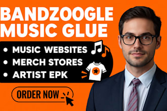 design a bandzoogle music website and merch store for bands and artists
