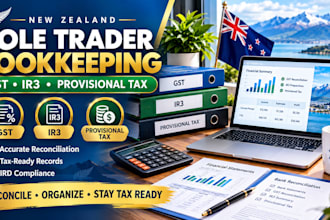 reconcile new zealand sole trader bookkeeping for gst, ir3 and provisional tax