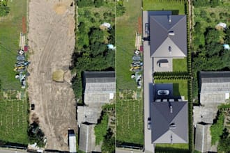 integrate cgi into droneshot photo,googlemap plot,aerial home rendering,3dlayout