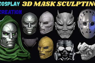 sculpt custom 3d mask wearable mask halloween mask for cosplay or 3d printing