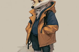 draw a stunning vibrant furry portrait or half body art