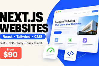 build a custom nextjs and react website with cms, SEO and deployment