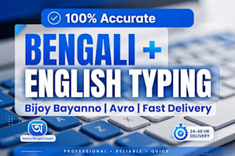 do bengali bijoy bayanno typing, english typing, pdf to word and data entry