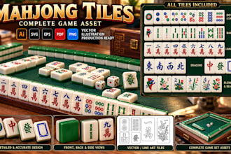 design mahjong tiles board game asset, tiles, board, game element for production