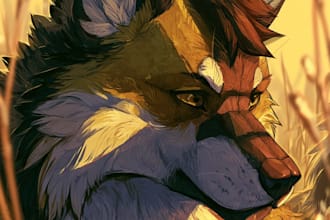 paint an expressive pastel or neon furry portrait art