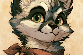 paint a high detail digital furry portrait or bust illustration
