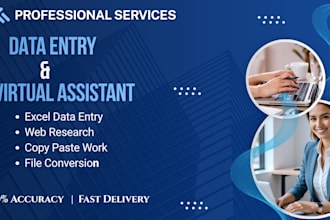 do excel data entry web research and virtual assistant tasks