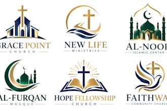 design a modern church, faith, christian, mosque, cross, islam religious logo