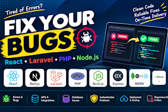 fix website bugs, errors and issues in react, laravel, PHP, nodejs