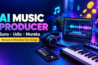 be your ai music producer using suno, udio, mureka and monetize songs