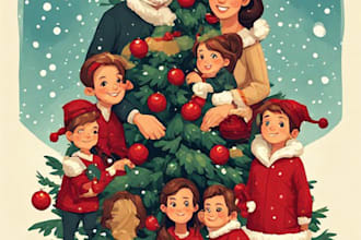draw cute christmas family character art