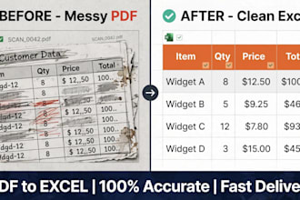 convert pdf to excel, scanned pdf to excel, data cleaning and data entry