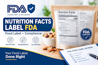 create fda nutrition facts label and food product label
