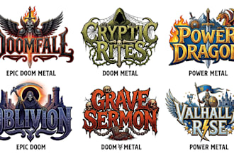 design epic doom, doom metal and power metal logo