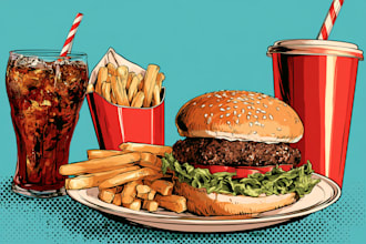 creative food pop art illustrations