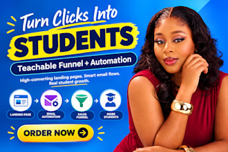 build teachable landing page, teachable sales funnel, teachable automation
