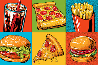 food pop art illustration