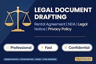 draft rental agreement, nda, legal notice, legal research