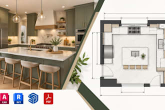 design custom kitchen floor plans, cabinet layouts and residential cad drawings