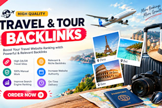 build high authority da DR 90 backlink for travel and tourism blog website