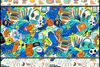 design custom book wrapping paper and seamless patterns