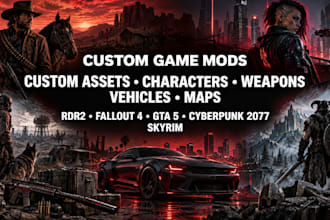 mod red dead redemption 2, fallout 4,gta 5, cyberpunk, skyrim with custom assets