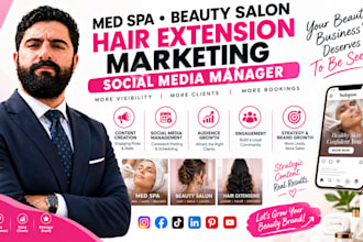 setup med spa marketing beauty salon social media manager hair extension SMM