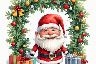 create a cartoon caricature christmas card or holiday card