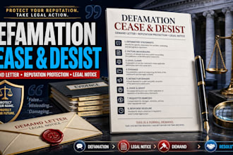 draft a defamation cease and desist letter as a licensed lawyer