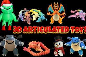 3d printable toy, 3d figurines, action figure, articulated model for 3dprinting