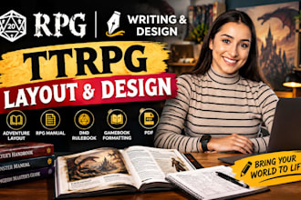 design ttrpg adventure layout rpg manual dnd rulebook gamebook formatting PDF