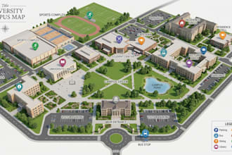design custom campus, school, university and wayfinding maps