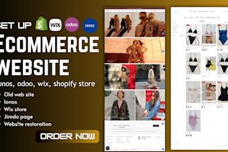 set up ecommerce website, ionos website redesign, odoo, wix shop, shopify store
